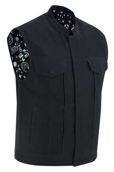 MEN’S MODERN UTILITY STYLE CANVAS MOTORCYCLE VEST