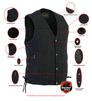 MEN'S SINGLE BACK PANEL CONCEALED CARRY DENIM VEST