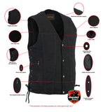 MEN'S SINGLE BACK PANEL CONCEALED CARRY DENIM VEST