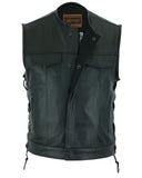 HIDDEN 10" GUN METAL ZIPPER LEATHER SIDE LACE MOTORCYCLE VEST