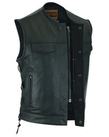 HIDDEN 10" GUN METAL ZIPPER LEATHER SIDE LACE MOTORCYCLE VEST